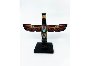 (A-43) VINTAGE 1990 NATIVE AMERICAN WOOD THUNDERBIRD CARVING BY WILLIAM NANAIMO-APPROX.11'T-CA563