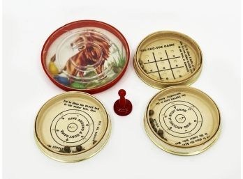 (A-12) FOUR VINTAGE PLASTIC DEXTERITY GAMES - 3' - RING AROUND A ROSY, TIC TAC TOE
