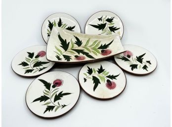 (A-87) LOT OF 7 VINTAGE/MCM STANGAL-DISHES-THISTLE DESIGN-APPROX.6' WIDE DISHES
