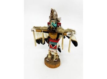 (A-47) VINTAGE NATIVE AMERICAN INDIAN EAGLE KACHINA DOLL-NAVAJO-HAND PAINTED-SIGNED-APPROX. 14'T