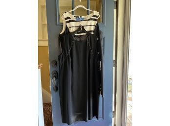 (C-19) TWO 'LAFAYETTE 148' DRESSES - SIZE 18, ONE NEW & ONE GENTLY WORN, FROM A FIT MODEL'S CLOSET