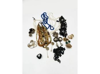(J-3) LOT OF APPROX.15 PIECES OF COSTUME JEWELRY-NECLKLACE, PIN AND EARRINGS