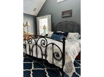 KING SIZE IRON BED FRAME - BLACK IRON FINISH, SCROLL DESIGN - JUST FRAME ***NO MATTRESS INCLUDED***
