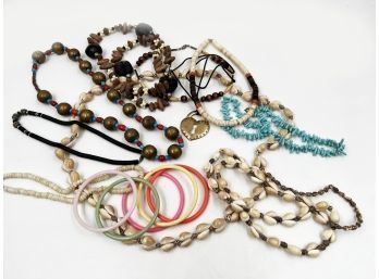 (J-9) LOT OF APPROX.15 PIECES OF COSTUME JEWELRY-NECLKLACE, PIN AND EARRINGS
