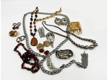 (J-16) LOT OF APPROX. 15 PIECES OF COSTUME JEWELRY-BRACELET, NECKLACE, PINS