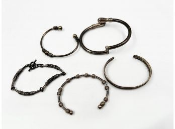 (j-40) Lot Of 5 Vintage/mcm Sterling Silver Bracelets-70.42 Dwt