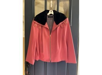 (C-3) DANA BUCHMAN WOMEN SIZE 18 CORAL LEATHER JACKET - GENTLY WORN, FROM A FIT MODEL'S CLOSET