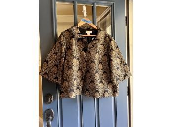 (C-15) 'MICHAEL KORS' BROWN & GOLD BROCADE JACKET, SIZE 2X, GENTLY WORN, FROM A FIT MODEL'S CLOSET