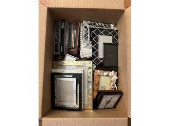 (D-1) BIG BOX OF PICTURE FRAMES, ASSORTED SIZES & TYPES