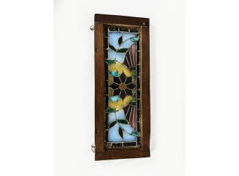 (A-116) PRETTY 30' BY 12' FRAMED  STAINED GLASS - VINE & FLOWER