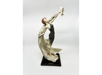 (A-130) GIUSEPPE ARMANI, ITALY 'ASCENT' FIGURINE, LADY WITH BIRD- SIGNED SCULPTURE - COLLECTOR SOCIETY- 15'