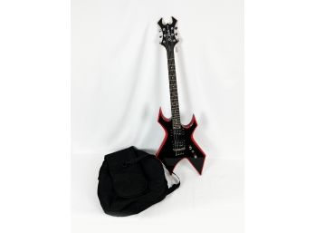 (A-123) B.C. RICH 'WARLOCK' ELECTRIC GUITAR - TESTED & WORKING - SOLID BODY BASE GUITAR - WITH BAG