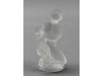 (A-22) LALIQUE 'LADY DIANA, THE HUNTRESS WITH FAWN' GLASS SCULPTURE - SIGNED - 4.5' TALL