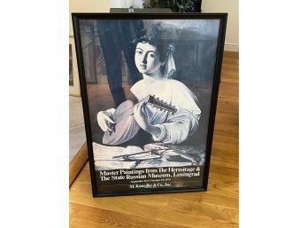 (AR-12) FRAMED VINTAGE 1975 HERMITAGE MUSEUM POSTER 'MASTER PAINTINGS' - 25' BY 37'