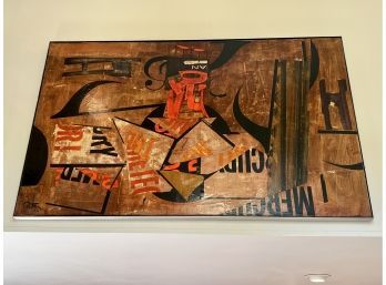 HUGE 1961 DAVID PORTER (1912-2005) MODERNIST MIXED MEDIA PAINTED COLLAGE - 48' BY 60'