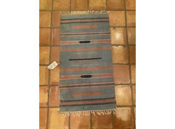 (D-11) VINTAGE NATIVE AMERICAN WOVEN AREA RUG - 66' BY 32'