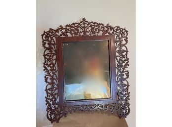 BEAUTIFUL MAHOGANY FRETWORK PICTURE FRAME - SIGNED BY ARTIST - 'G. BONGIORNO' - HOLDS 8' BY 10'