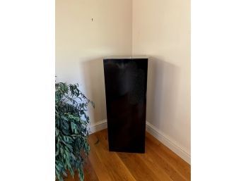 SHINY BLACK WOOD SCULPTURE PEDESTAL FOR ART ETC. - 36' TALL 14' BY 14'