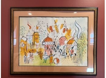 (AR-7) LOVELY 1960s HAND SIGNED LITHO BY CHARLES COBELL (1902-1992) 'PARIS SCENE' - 39' BY 31' - WITH CERTIF.