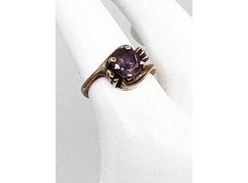 (G-17) 10 KT GOLD AND AMETHYST RING - VARI GEM -SIZE 5 1/2-WEIGHT 1.67 DWT