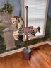 Hand Painted Molded Carousel Horse With Brass Pole W/ Wind Up Music