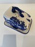 Victoria Ware Ironstone Flow Blue Staffordshire England Cheese Plate & Cover