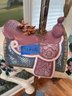 Hand Painted Molded Carousel Horse With Brass Pole W/ Wind Up Music
