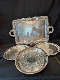 Lot Of Large SilverPlate Trays
