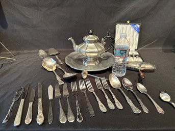 Lot Of SilverPlate & Pewter Coffee & Serving Pieces