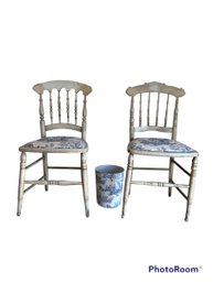Pair Vintage Chairs And Waste Basket