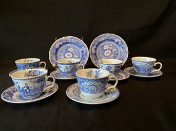 Lot Of  Asst. SPODE Blue Room Blue & White Floral  Plates & Teacups, Saucers