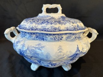 Lucerne Opaque China Blue And White Tureen With Handles
