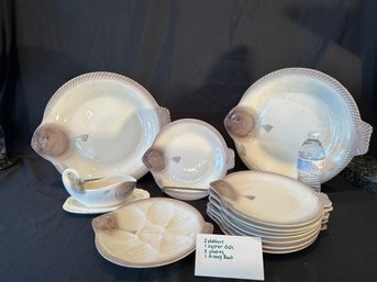 11 Waechtersbach Germany Set Of Fish Plates And Added Unsigned Gravy Boat