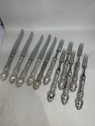Sterling Silver & Stainless Steel  Knives And Forks Set