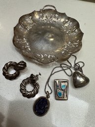Silver Plated Jewelry & Tray