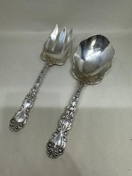 Sterling Silver Gorham Imperial Chrysanthemum Serving Fork And Spoon