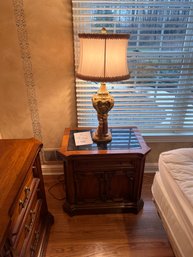 Walnut MarbleWalnut Marble Top Nightstand And Lamp