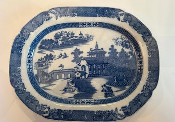Large W. Ridgway Blue & White Canton Platter