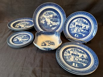 Lot Of Blue Canton Mottahedeh China Plates
