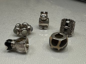 Set Of 5 Sterling Silver Charms