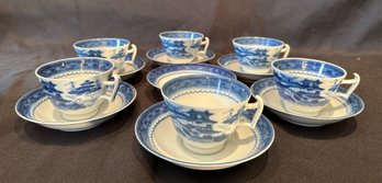 BLUE CANTON Mottahedeh Vista Alegre Portugal Cups And Saucers