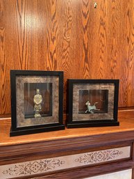 Pair Boxed Framed Chinese Antiquity Style Figures
