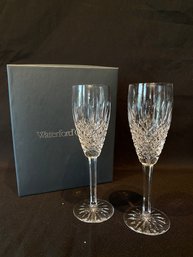 2 Waterford Champagne Flutes, Glasses & Box
