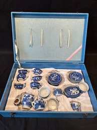 Lot Of  Blue & White China Tea Cup Service & Box