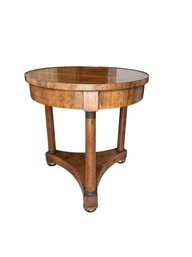 Quality Baker ? Round End Side Table With Brass Accents