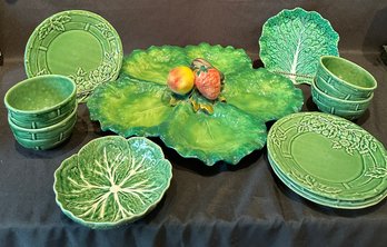 Lot Of Portugal Green Leaf Vegetable Bowls & Dishes
