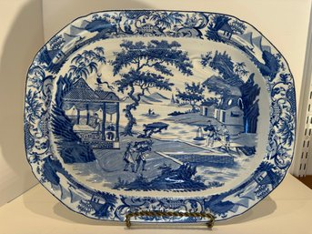 Large Blue & White, Blue Willow Meat Platter