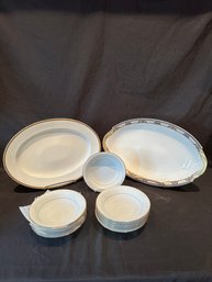 Lot Of White & Gold  'DAWN' Noritake Bowls & 2 Platters