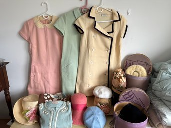 Lot Of Vintage 1950-60s Dresses, Sweaters  And Hats Small/medium