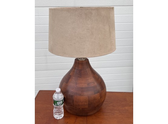 Mid CenturyMid Century Vintage Modern Solid Walnut Butcher Block Wood Turned Table Lamp